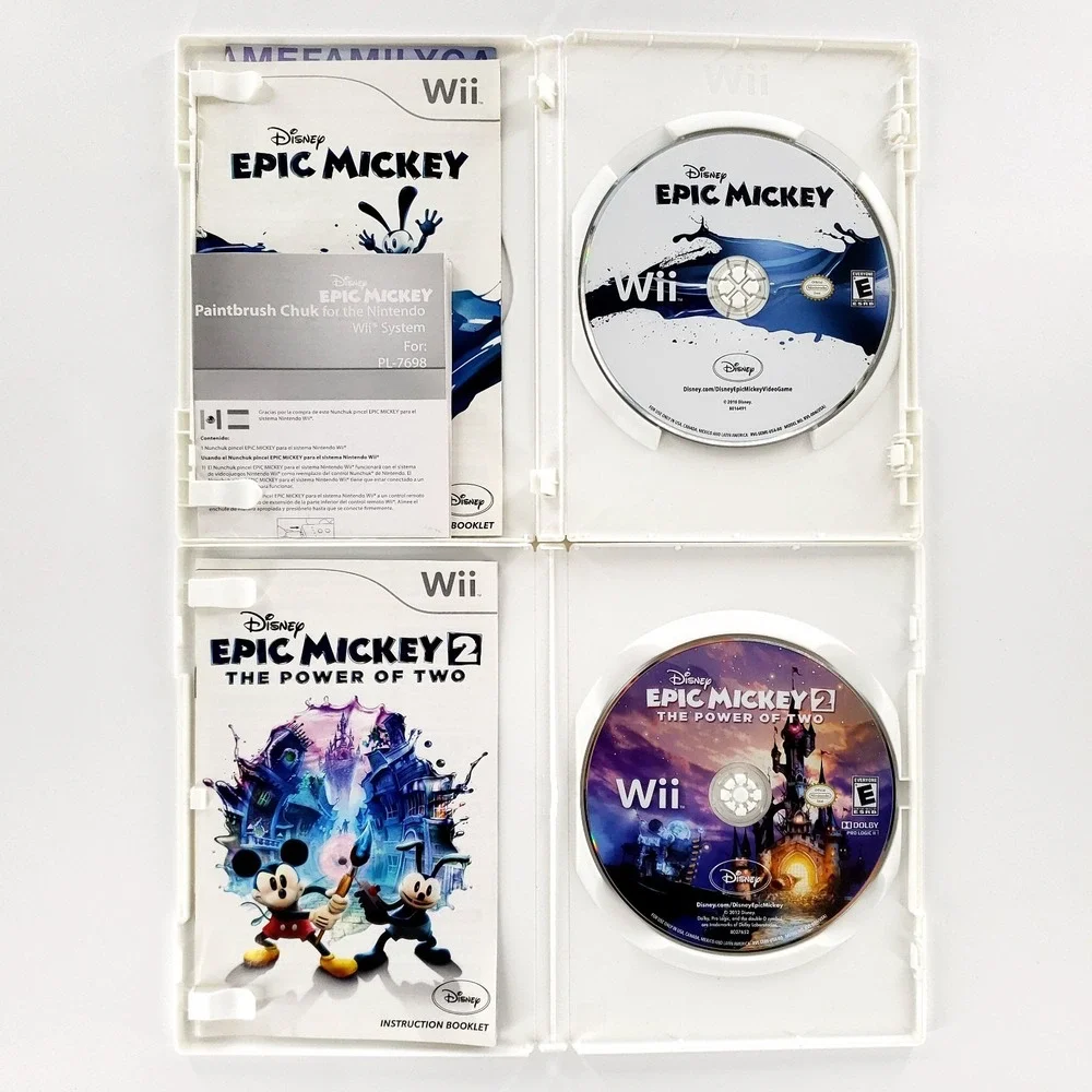 Disney Epic Mickey 1 & 2 w/ Paintbrush Controller Nintendo Wii Complete Tested